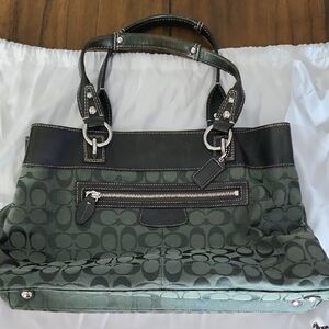 Coach Dark Green Signature Penelope Carryall Handbag